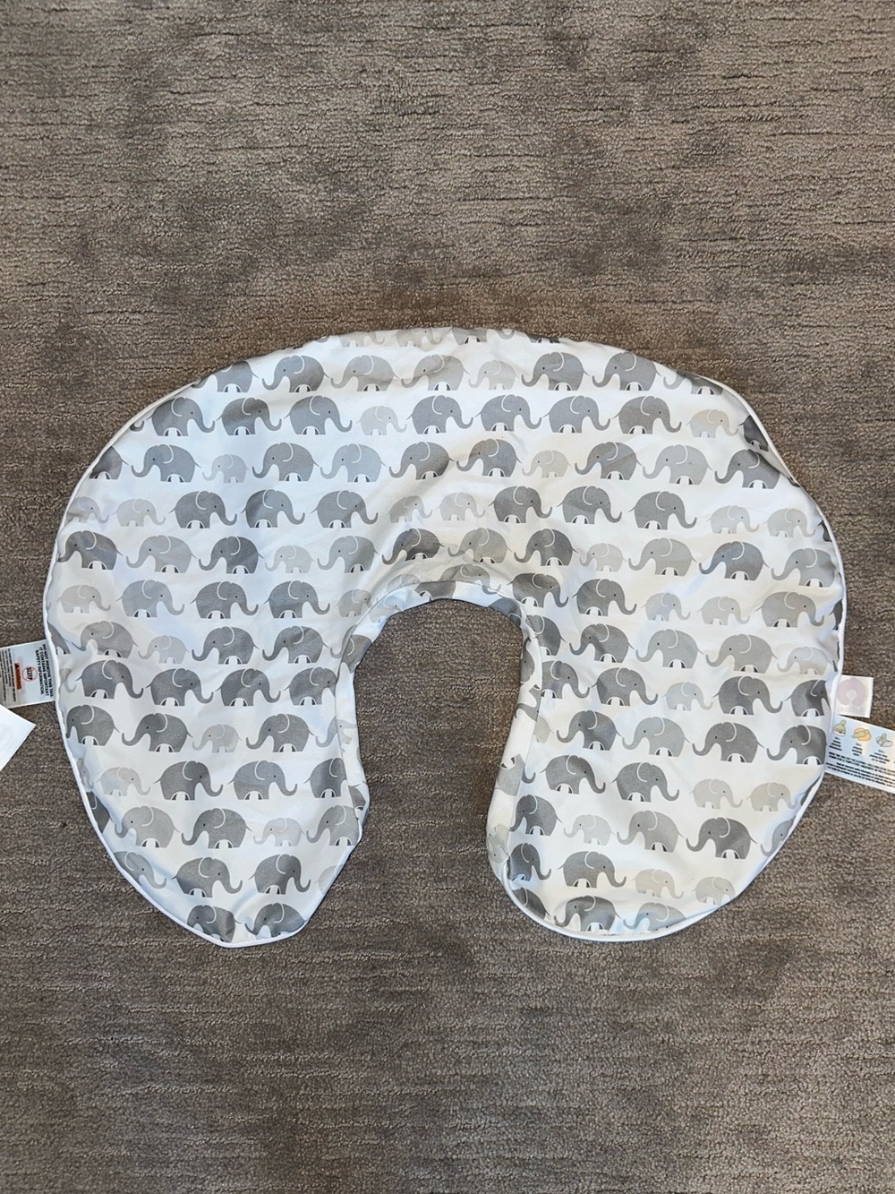 New Boopy Gray Elephant Print Nursing Pillow Cover